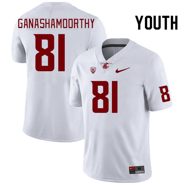 Youth #81 Branden Ganashamoorthy Washington State Cougars College Football Jerseys Stitched Sale-Whi